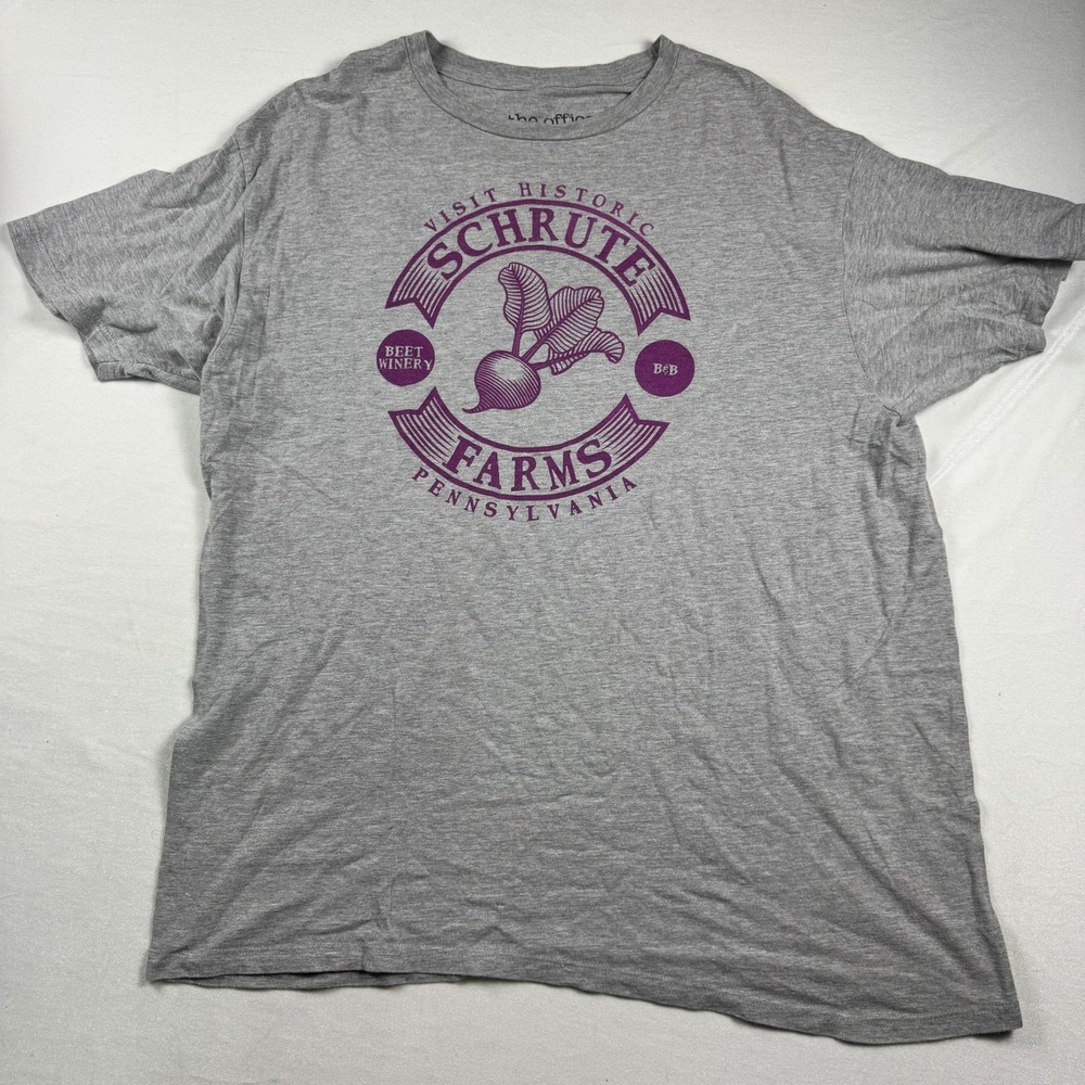 The Office Schrute Farms Beet Winery Gray Purple T-Shirt Mens XL - Picture 1 of 5